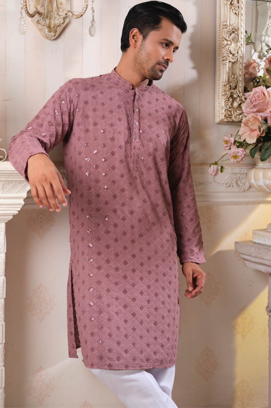 Indian Sequin Panjabi (Dusty Rose)